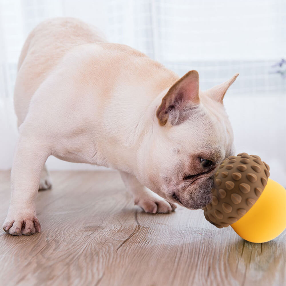 Gioco interattivo a forma di pigna per cani, pallina per alimenti che perde, distributore di cibo lento