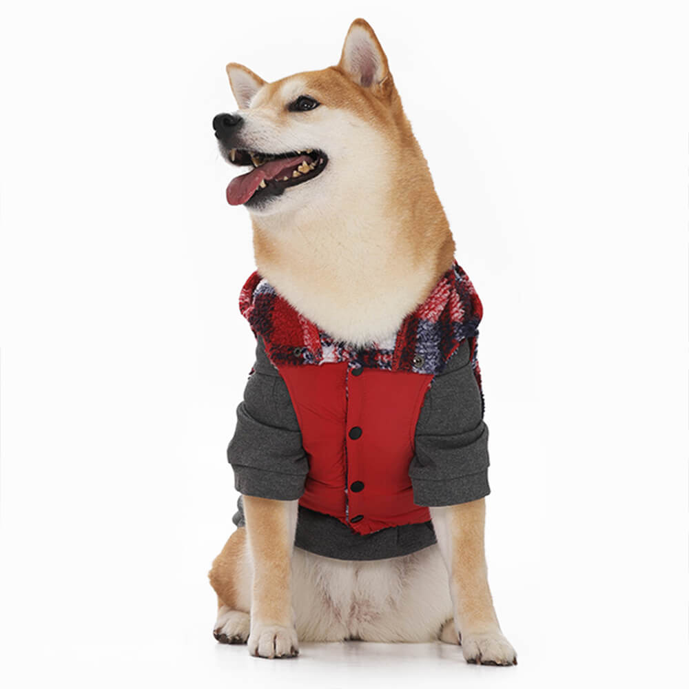 Plaid Fleece Hoodie Warm Dog & Cat Jacket with Pocket