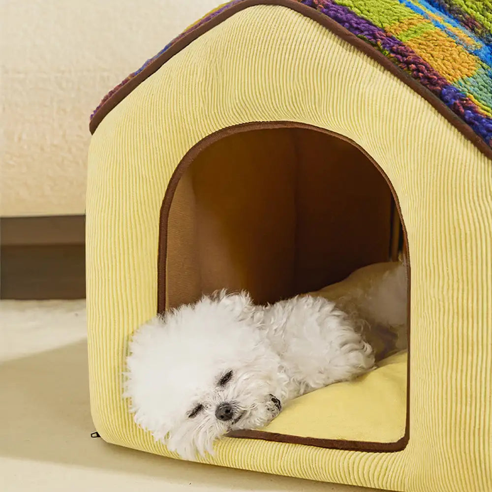 Letto per cani e gatti profondo e caldo in stile caverna retro a quadri - Casa retro