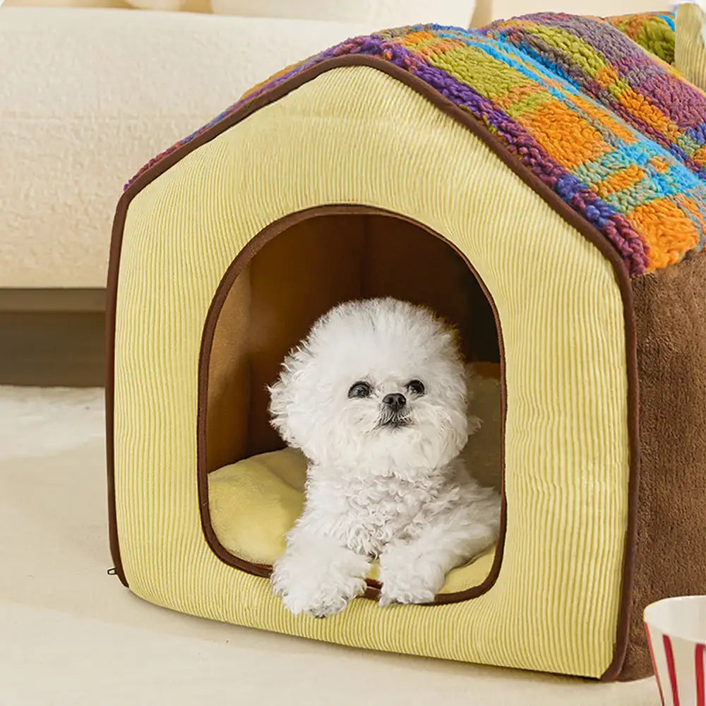 Letto per cani e gatti profondo e caldo in stile caverna retro a quadri - Casa retro