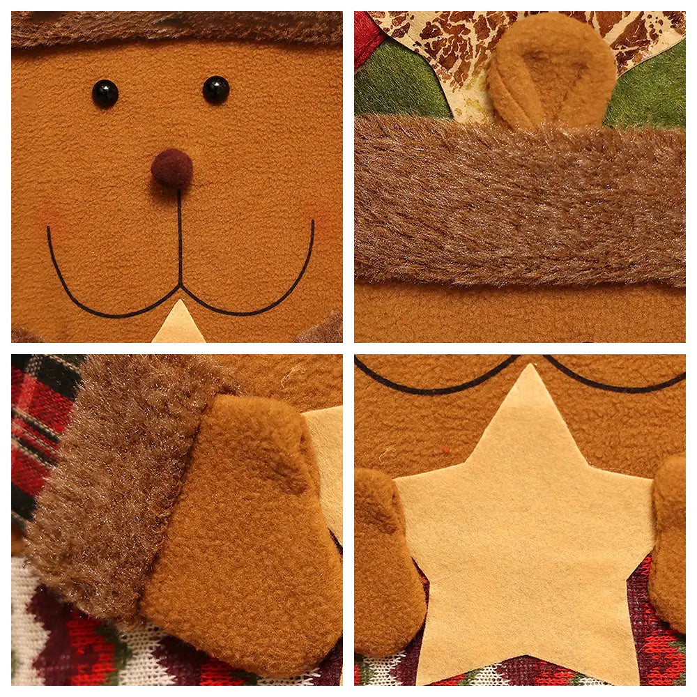 Copertura dello schienale della sedia Decorazione Natalizia Giocosa Alce Pupazzo di Neve