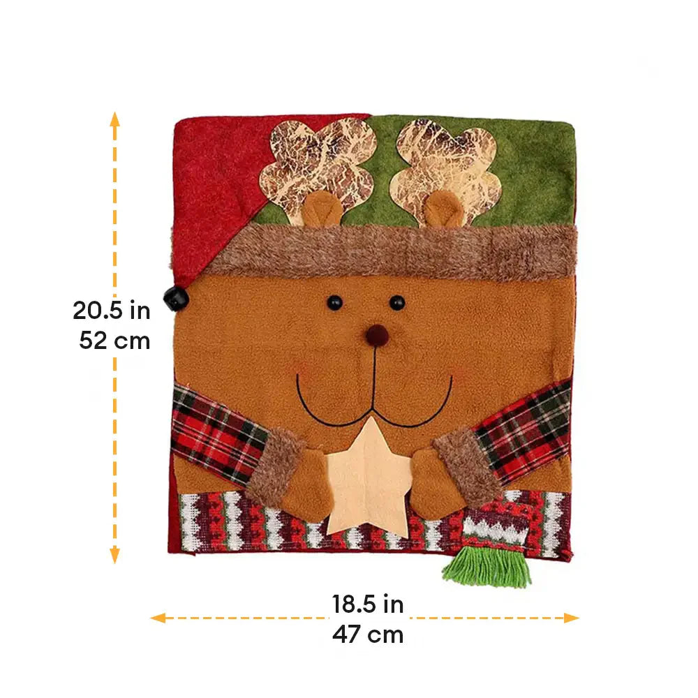 Copertura dello schienale della sedia Decorazione Natalizia Giocosa Alce Pupazzo di Neve