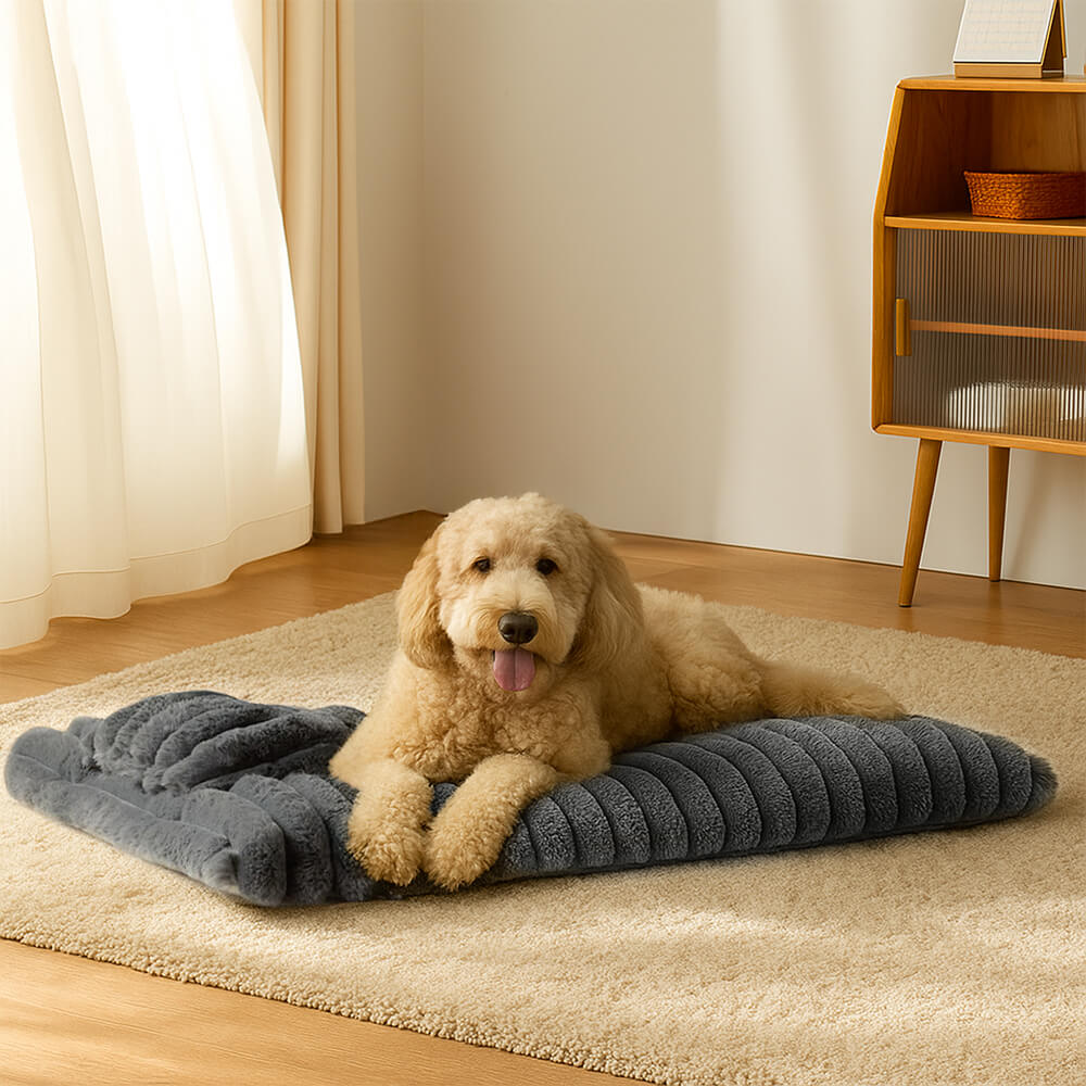 Letto per cani in peluche morbido e spesso, con cuscino, calmante e confortevole