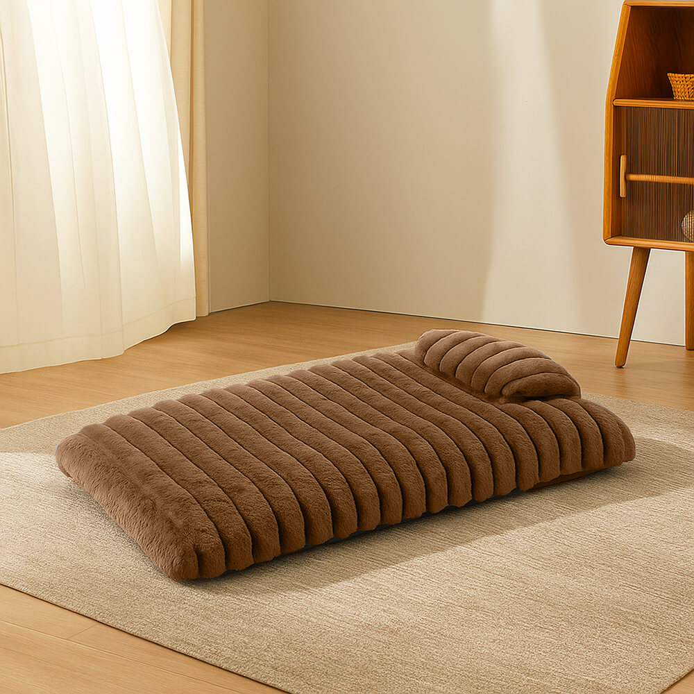 Letto per cani in peluche morbido e spesso, con cuscino, calmante e confortevole