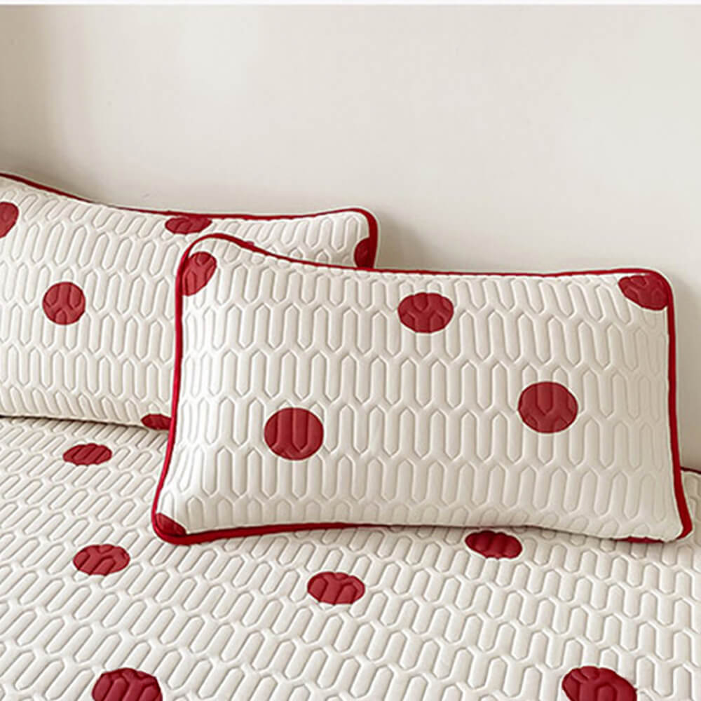 Polka Dot Cooling Latex Quilted Non-Slip Fitted Sheet Mattress Cover