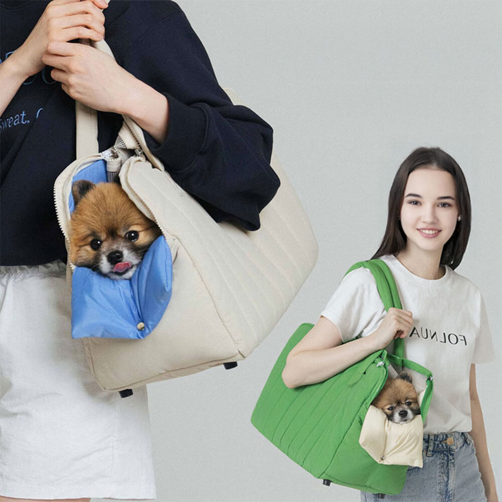 Borsa per il trasporto di cani e gatti in nylon leggero e traspirante, portatile.