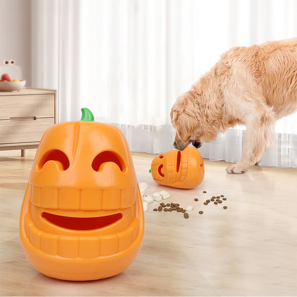 Juguete dispensador de golosinas para perros de calabaza, juguete interactivo para masticar