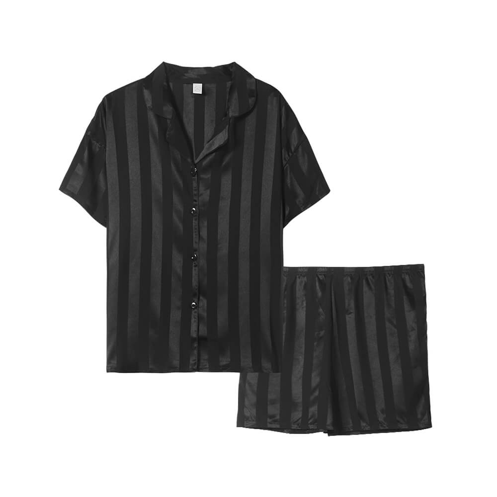 Silky Cooling Textured Couple Short Sleeve Pajama Sets - Pet Hair Resistant