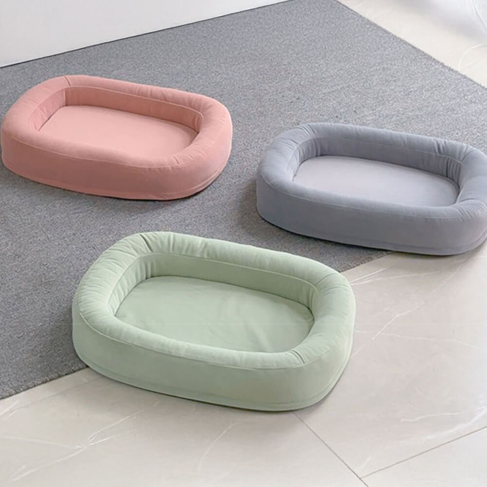 Letto per cani ovale morbido, refrigerante, reversibile, lavabile, adatto a tutte le stagioni.