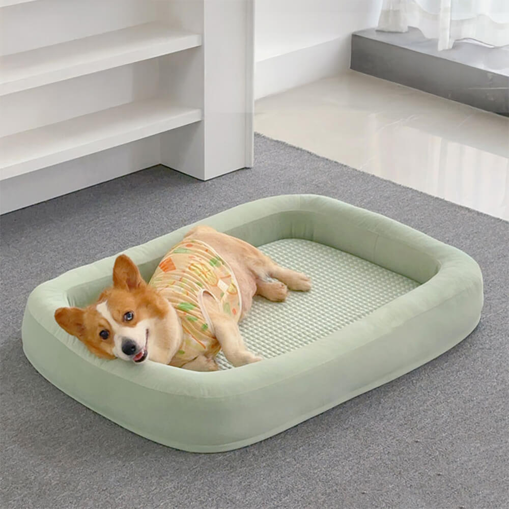Letto per cani ovale morbido, refrigerante, reversibile, lavabile, adatto a tutte le stagioni.