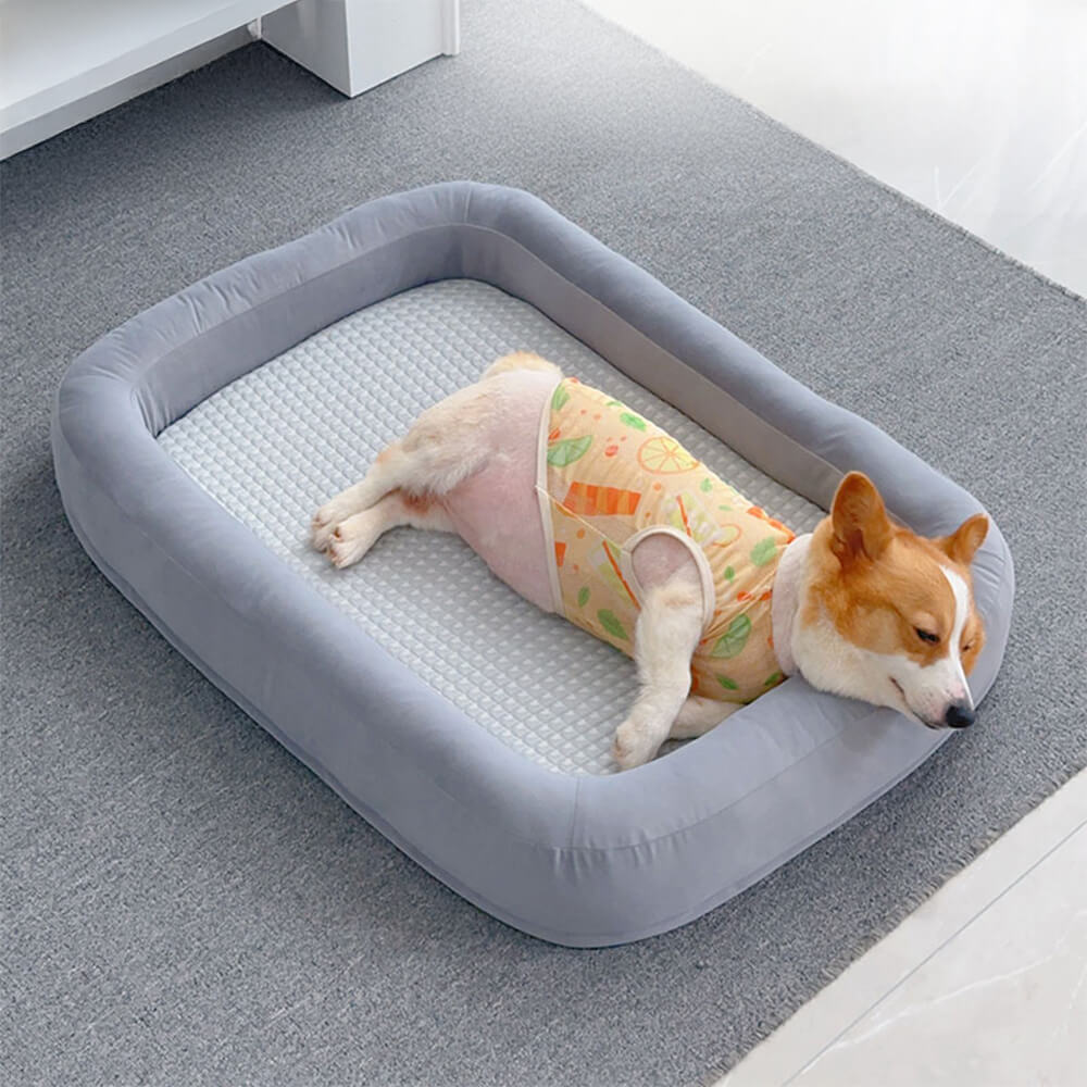 Letto per cani ovale morbido, refrigerante, reversibile, lavabile, adatto a tutte le stagioni.