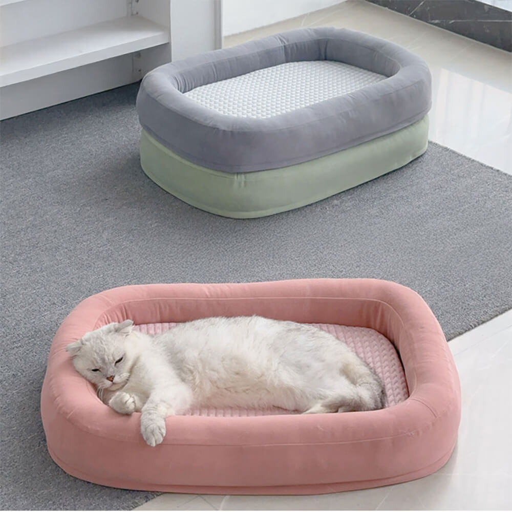 Letto per cani ovale morbido, refrigerante, reversibile, lavabile, adatto a tutte le stagioni.