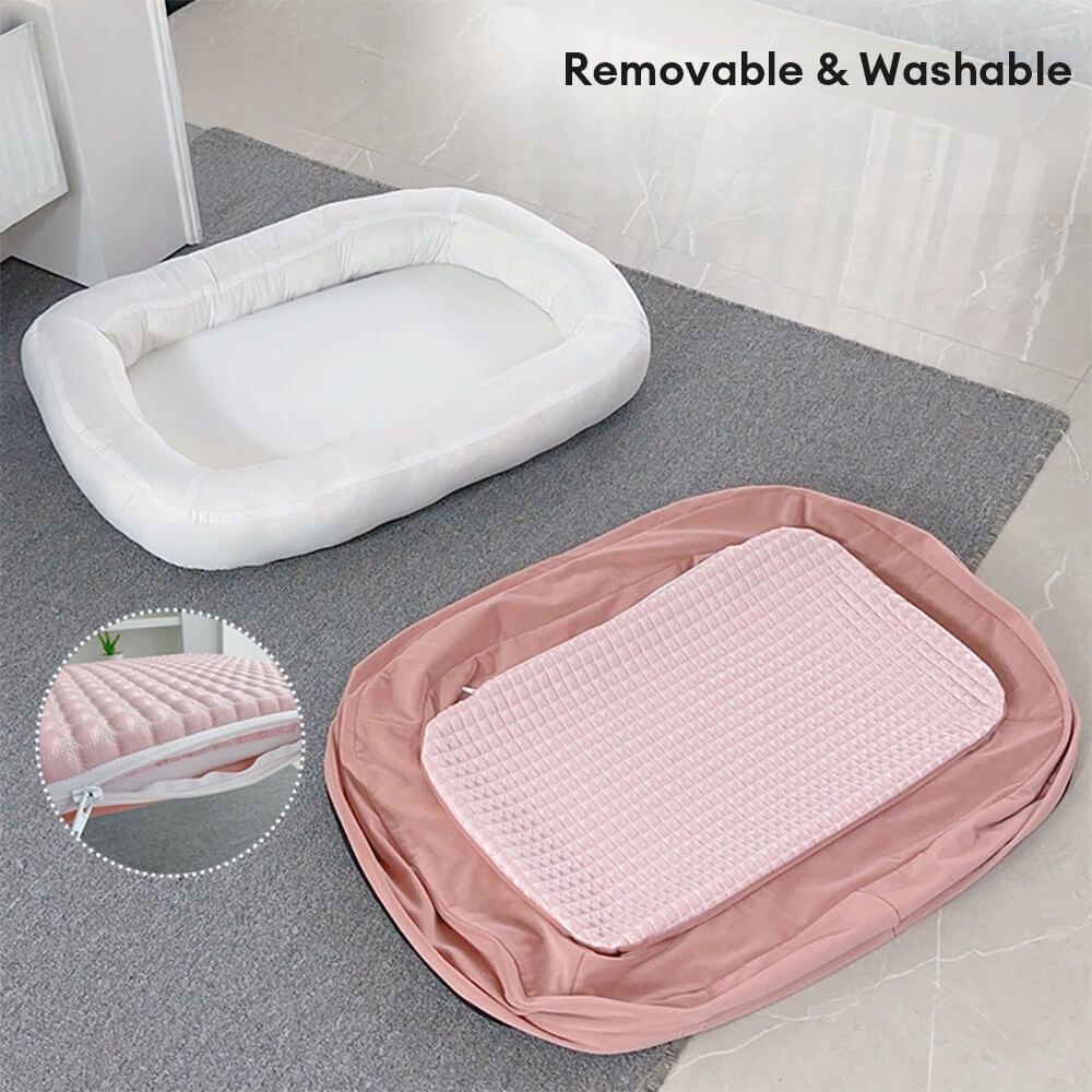 Letto per cani ovale morbido, refrigerante, reversibile, lavabile, adatto a tutte le stagioni.
