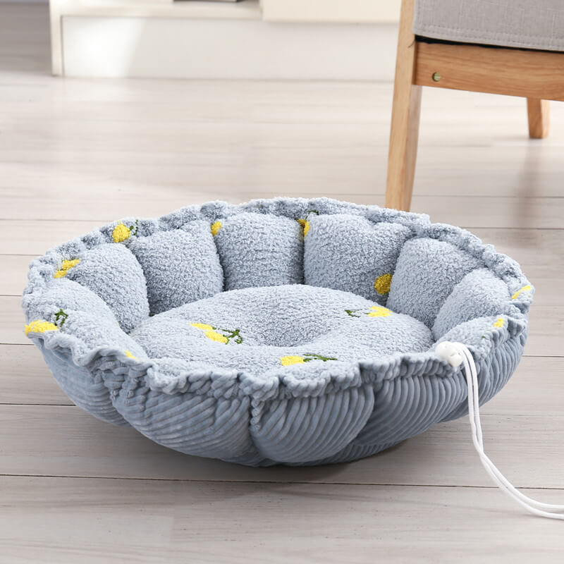 Letto per gatti a tema fruttato con design morbido e coulisse.