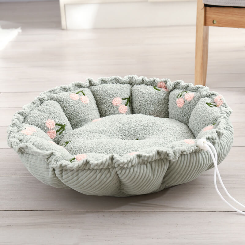 Letto per gatti a tema fruttato con design morbido e coulisse.
