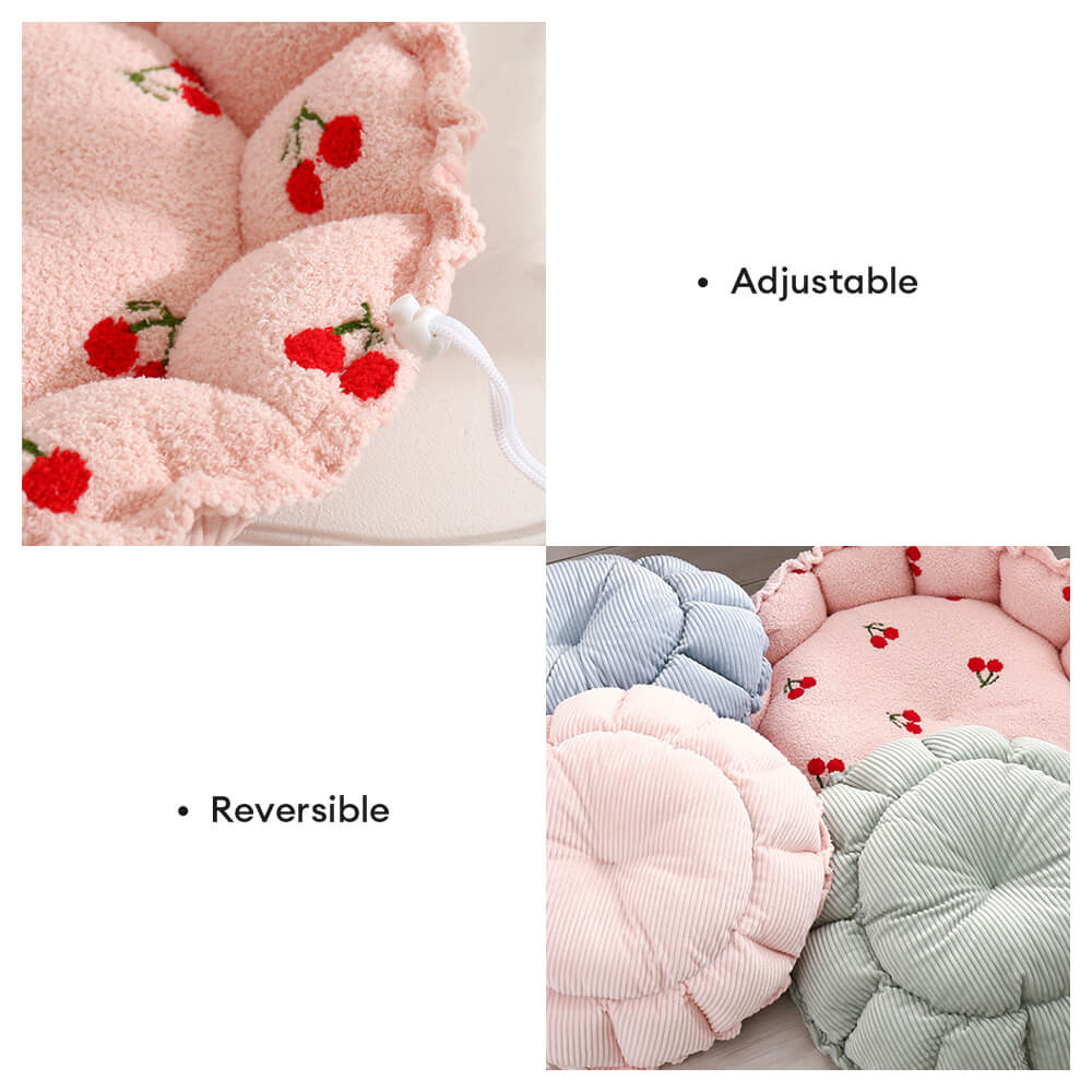 Letto per gatti a tema fruttato con design morbido e coulisse.