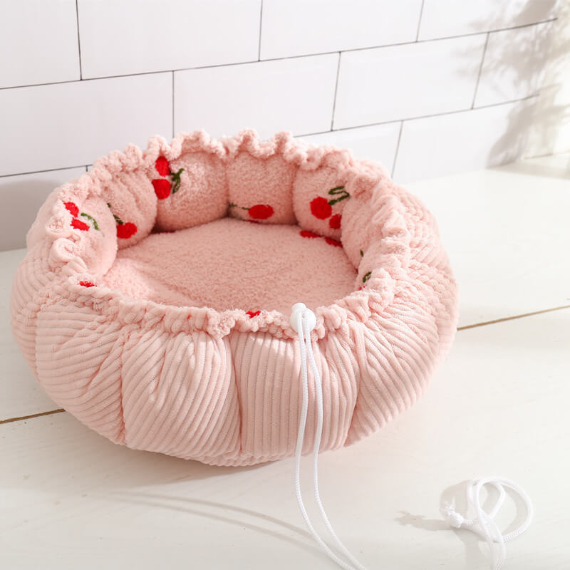 Letto per gatti a tema fruttato con design morbido e coulisse.