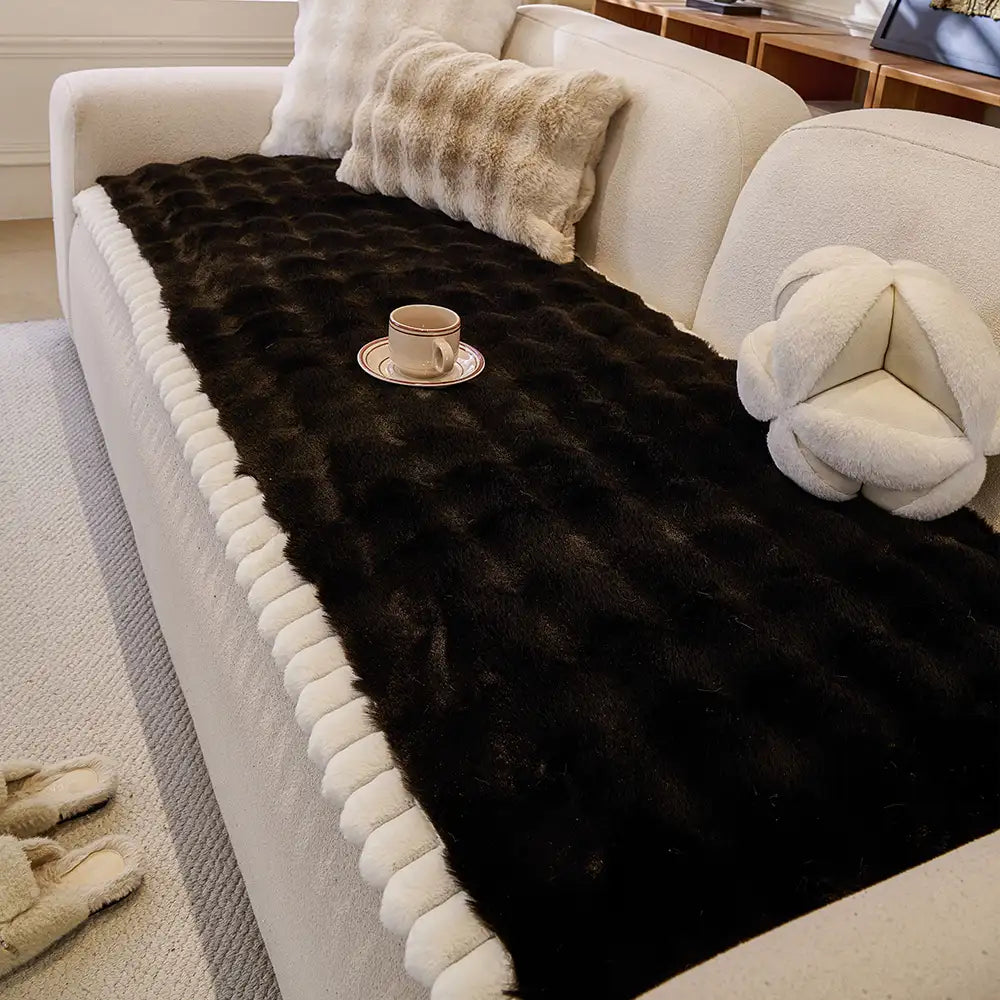 Copertura per divano in finta pelliccia di coniglio, morbida, spessa, antiscivolo e delicata sulla pelle