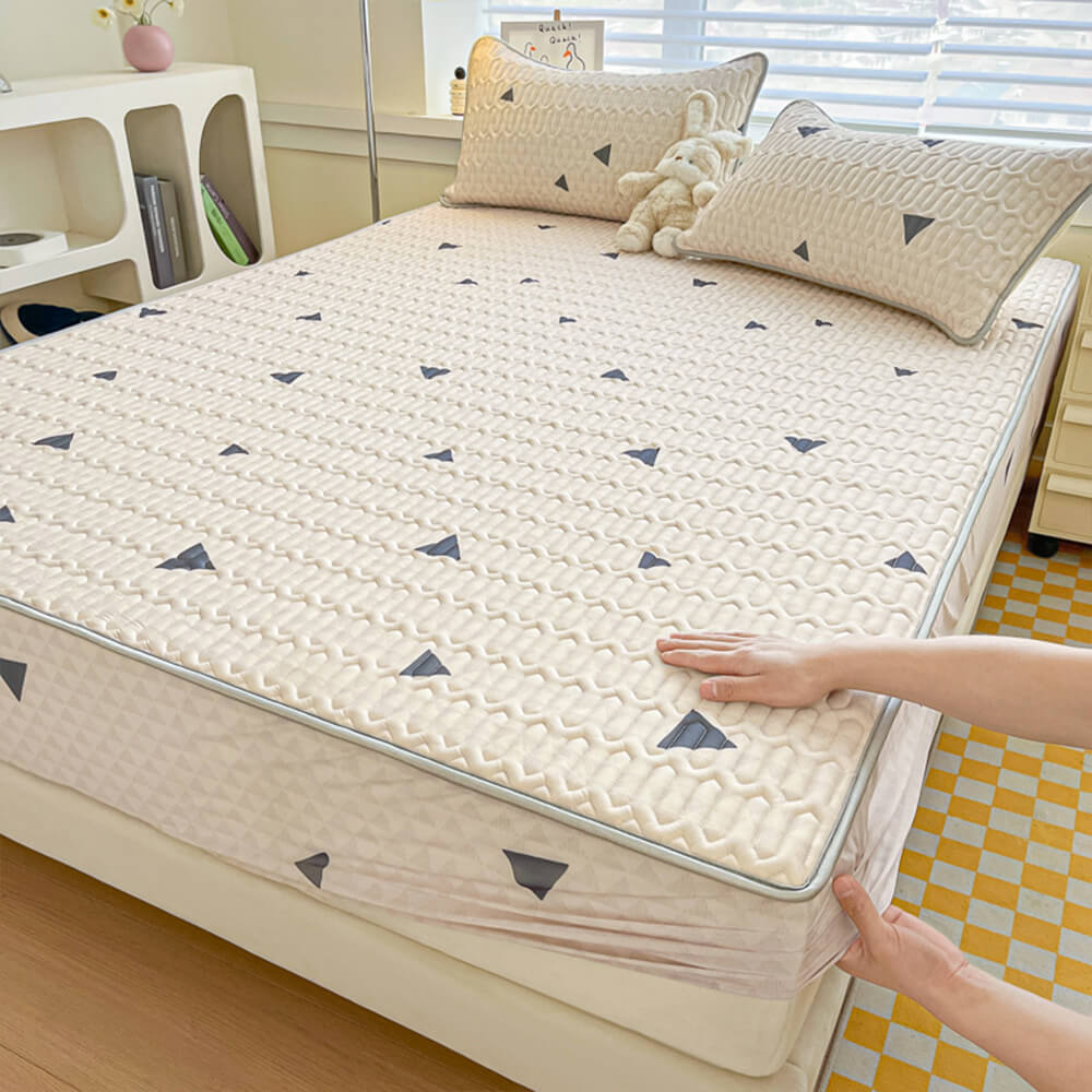 Soft Printed Cooling Quilted Latex Fitted Sheet Mattress Cover