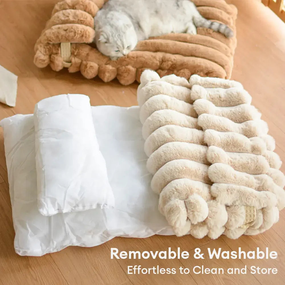 Cuscino riscaldante in faux pelliccia di coniglio morbida per letto per cani - Nuvola accogliente