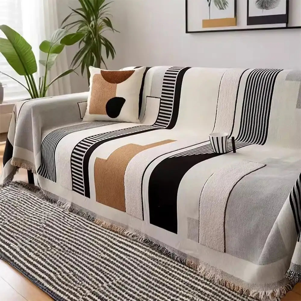 Copertura per divano multifunzionale in chenille resistente ai graffi Stripe Art