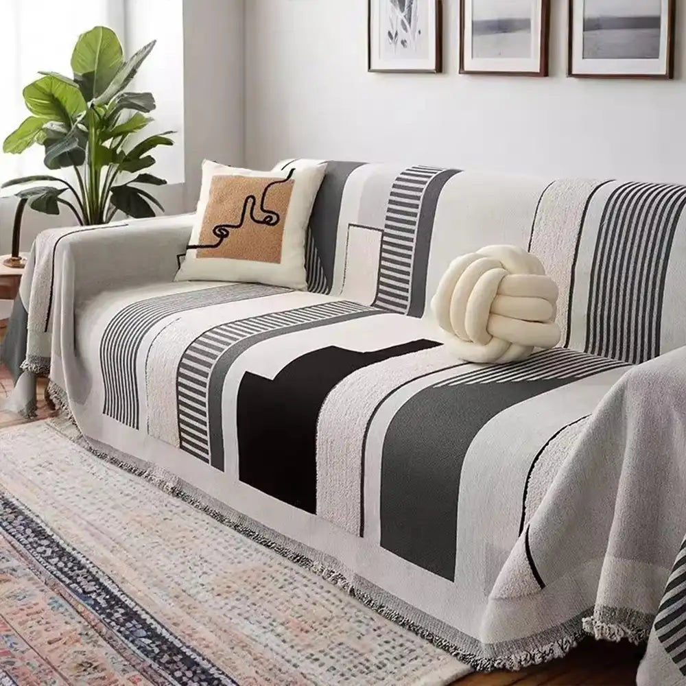 Copertura per divano multifunzionale in chenille resistente ai graffi Stripe Art