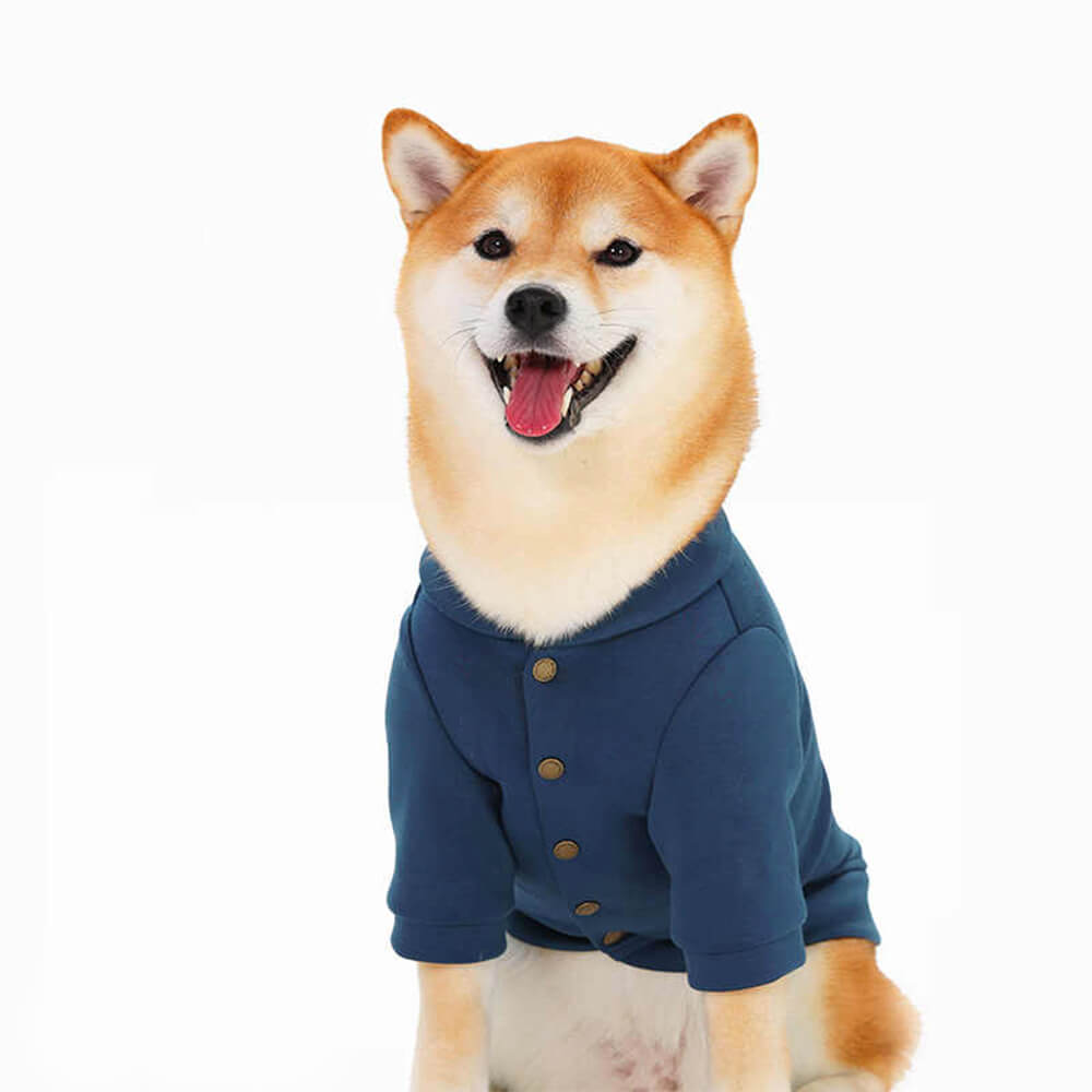 Stylish Warm Thick Elastic Button Dog Sweatshirt Coat