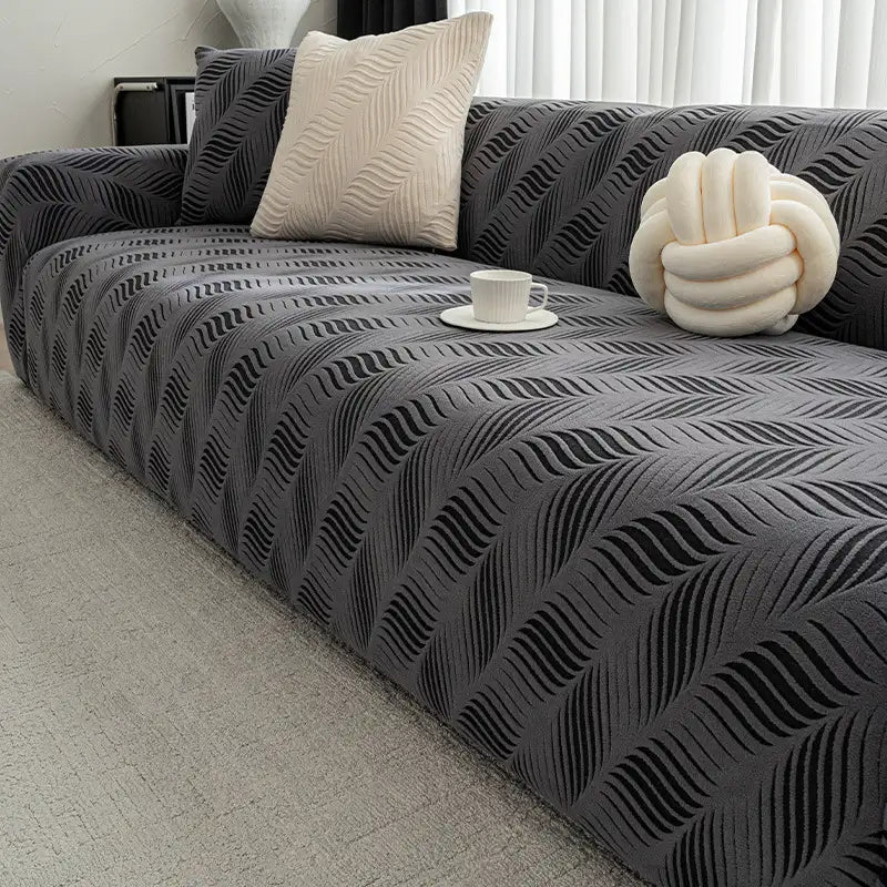 Copertura per divano in pile spesso, jacquard, anti-graffi e stretch