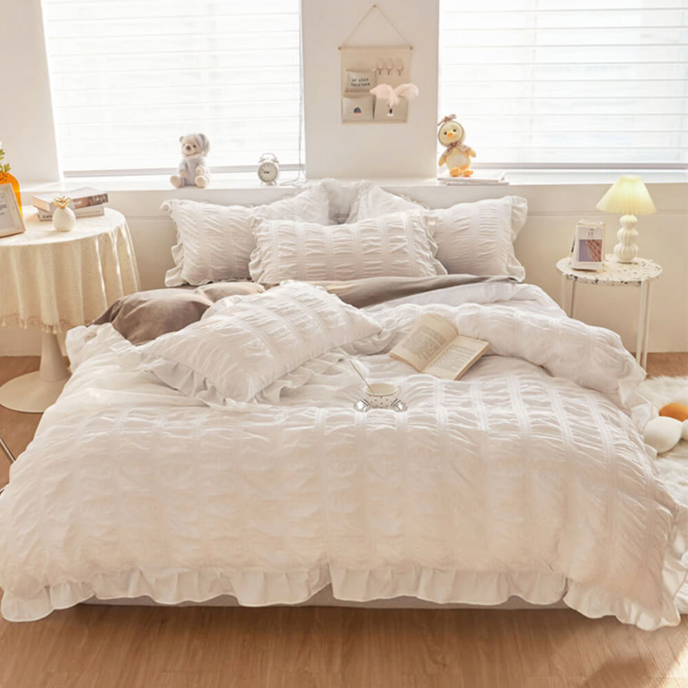 Ultra-Soft Sweet Bubble Gauze Breathable Bed Sheet Set