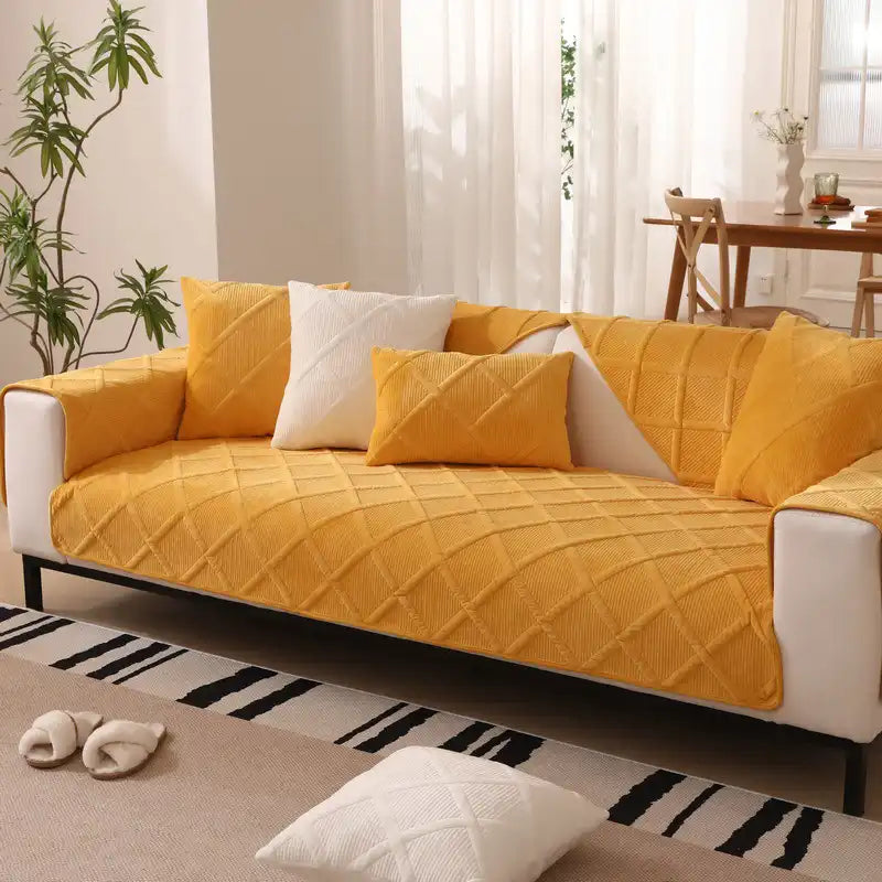 Copertura per divano moderna in peluche corto e morbido vellutato