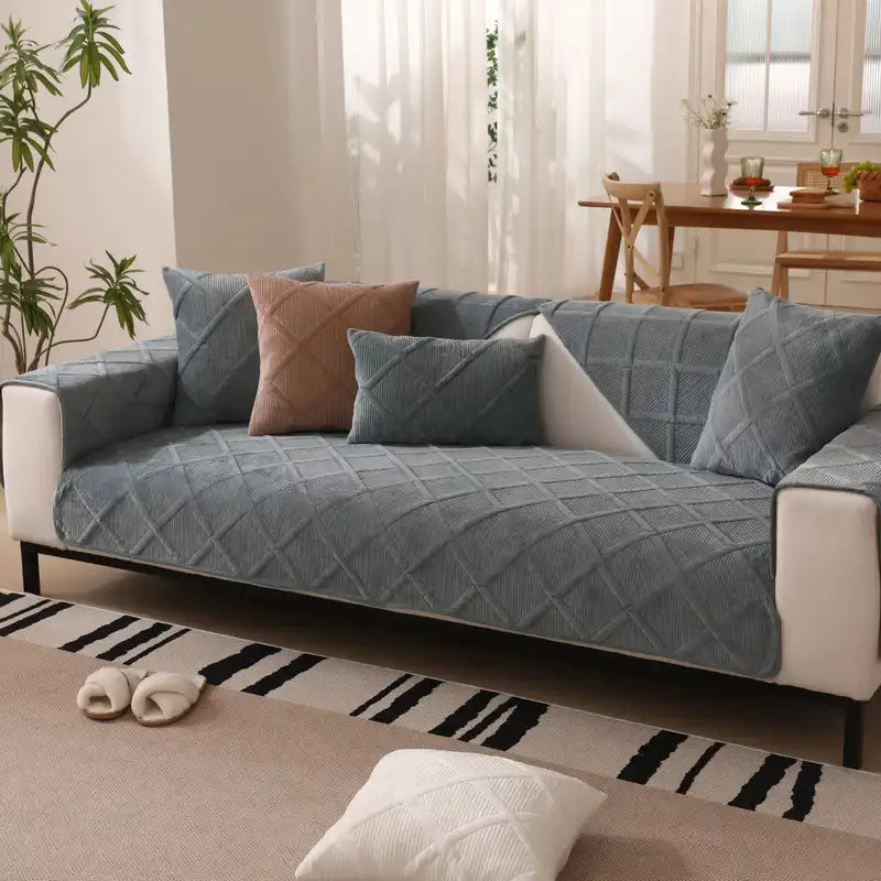 Copertura per divano moderna in peluche corto e morbido vellutato