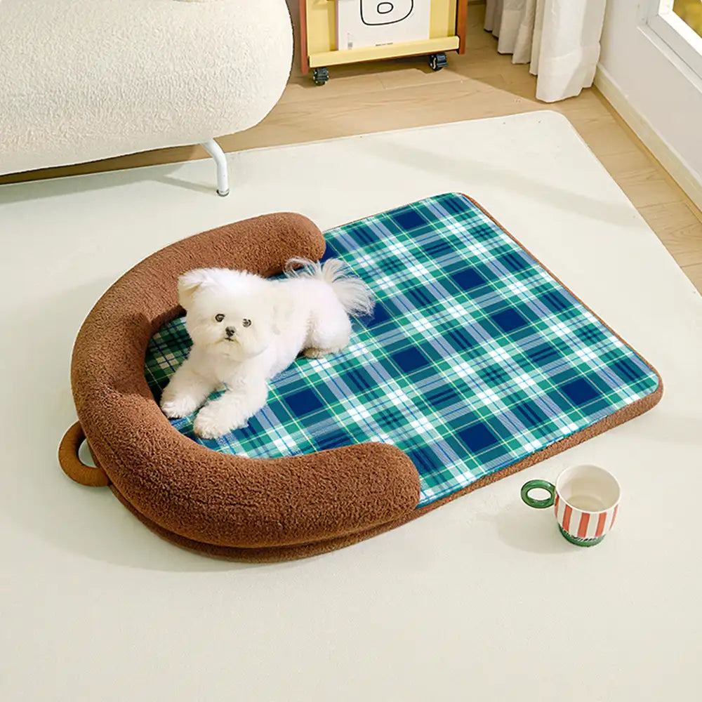 Cuscino ortopedico vintage a quadretti per cani grandi