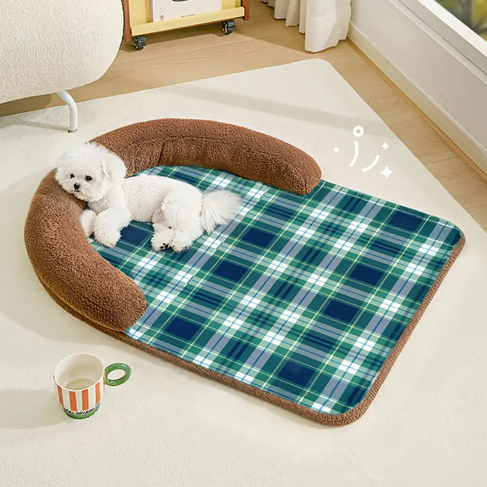 Cuscino ortopedico vintage a quadretti per cani grandi