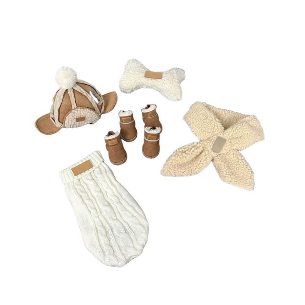 Warm Dog & Cat Hat Sweater Scarf Boots Toy Five-Piece Set