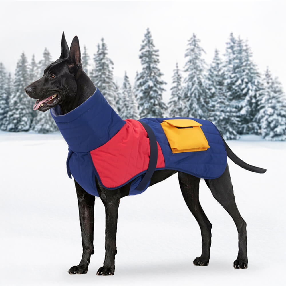 Warm Turtleneck Waterproof Adjustable Pocket Thick Dog Jacket