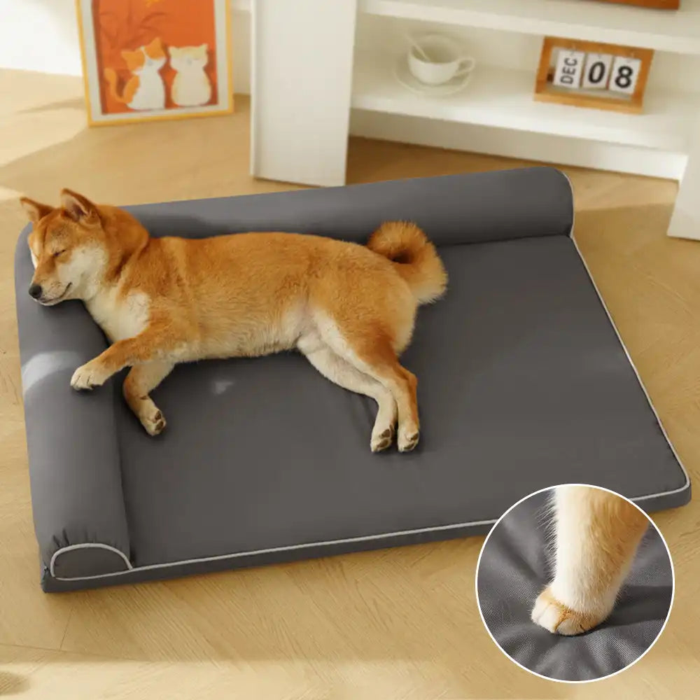 Letto ortopedico in schiuma a forma di uovo impermeabile con lati a rullo L, letto per cani di grandi dimensioni