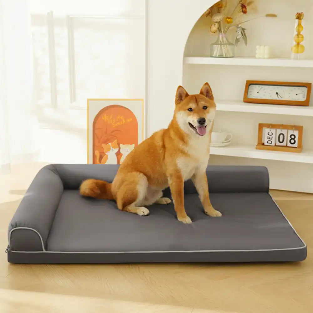 Letto ortopedico in schiuma a forma di uovo impermeabile con lati a rullo L, letto per cani di grandi dimensioni