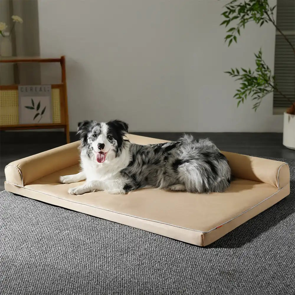 Letto ortopedico in schiuma a forma di uovo impermeabile con lati a rullo L, letto per cani di grandi dimensioni