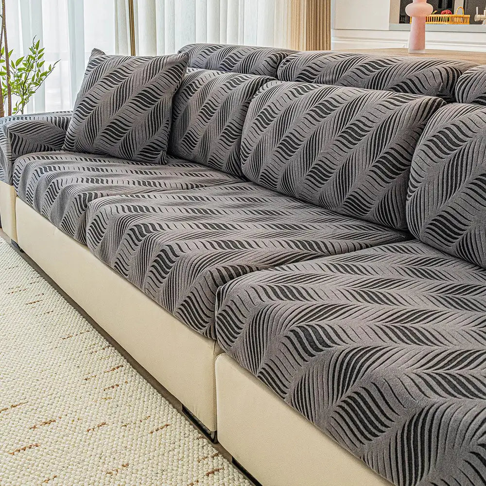 Copertura per divano full wrap in polar fleece jacquard a onde con protezione antistatica
