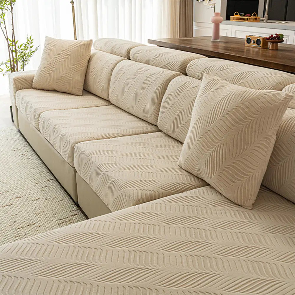 Copertura per divano full wrap in polar fleece jacquard a onde con protezione antistatica