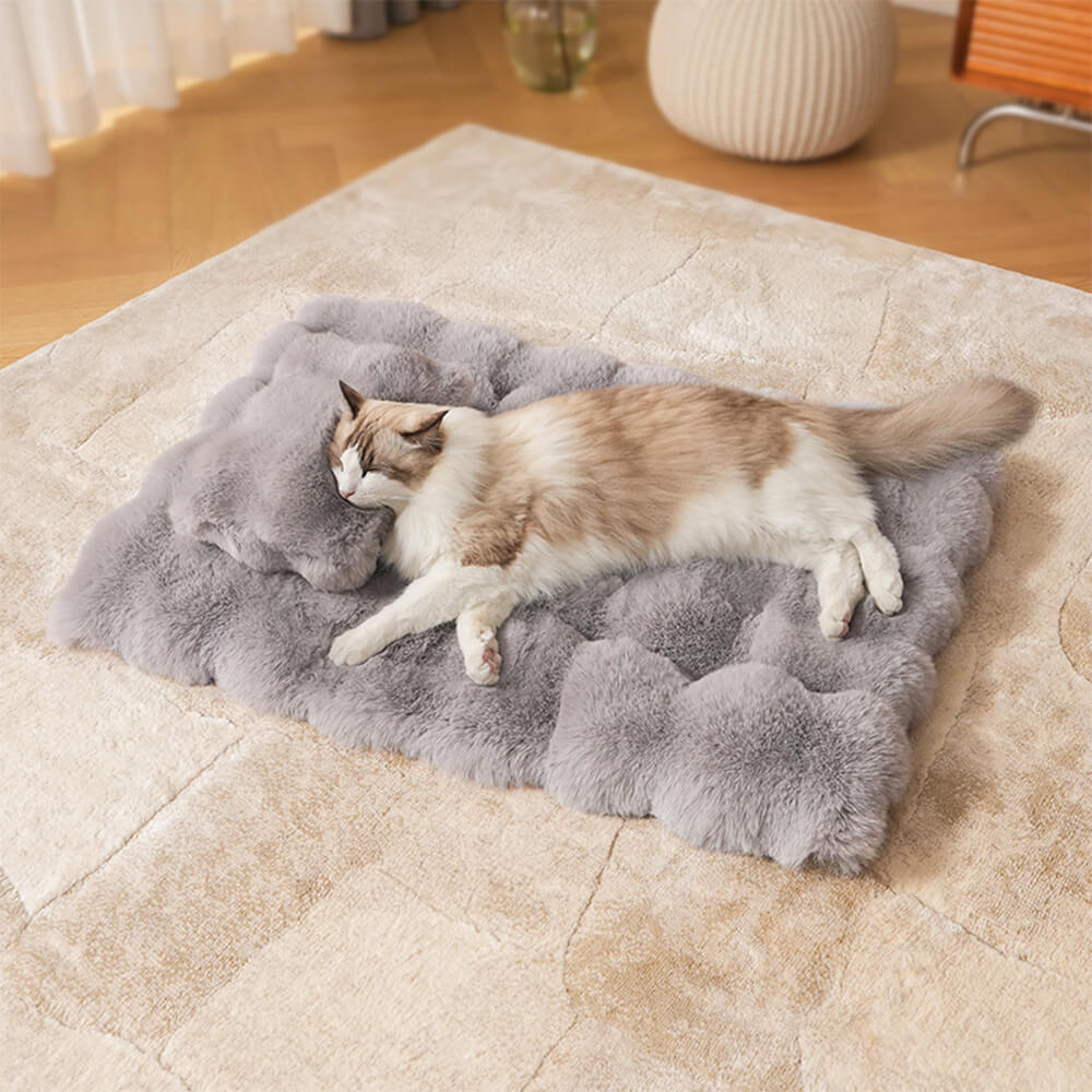 Tappetino per cani e gatti in pelliccia sintetica ultra morbida a forma di onda con cuscino per animali domestici