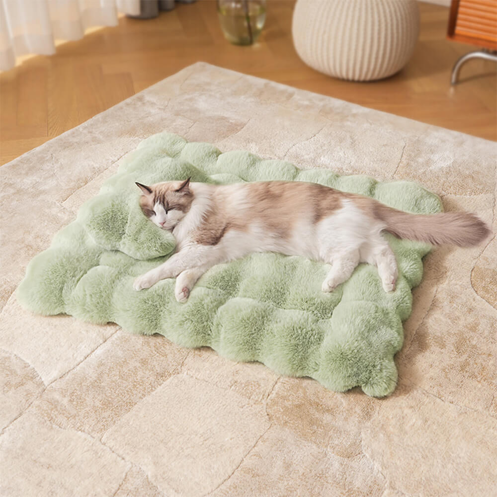 Tappetino per cani e gatti in pelliccia sintetica ultra morbida a forma di onda con cuscino per animali domestici
