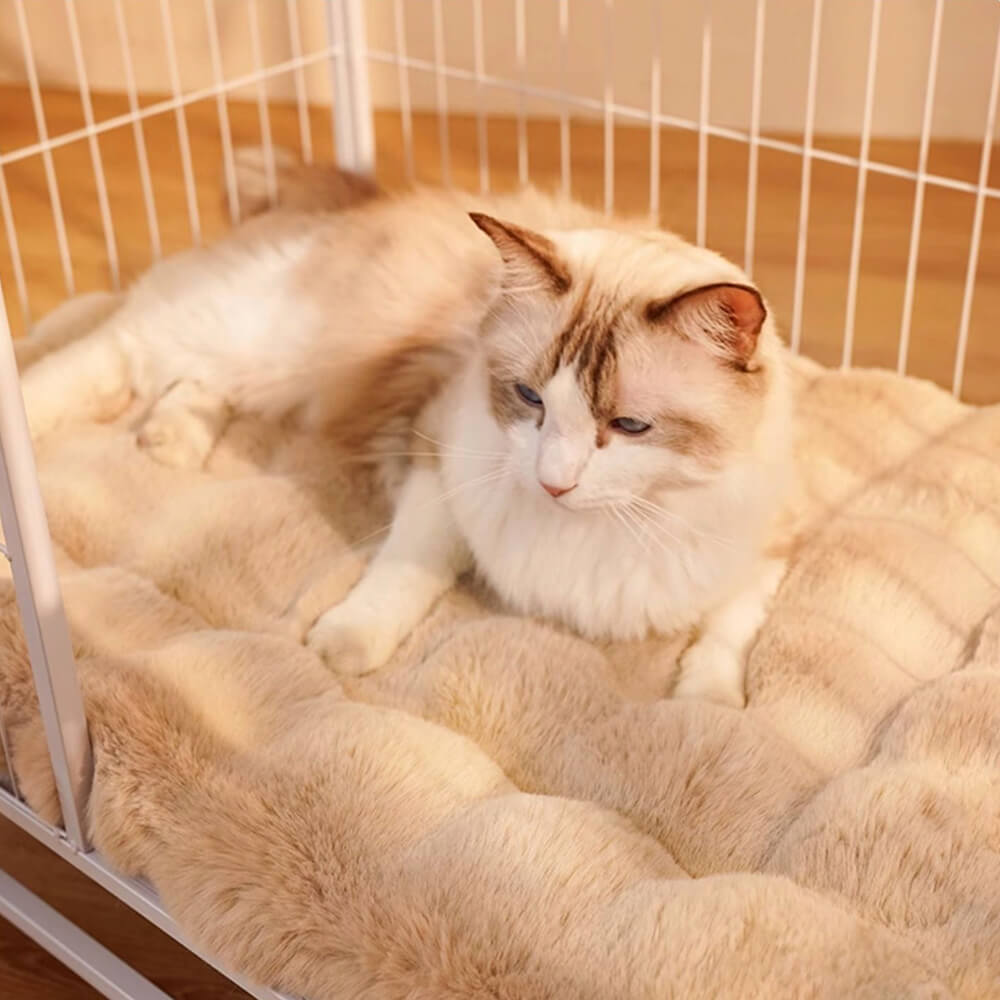 Tappetino per cani e gatti in pelliccia sintetica ultra morbida a forma di onda con cuscino per animali domestici