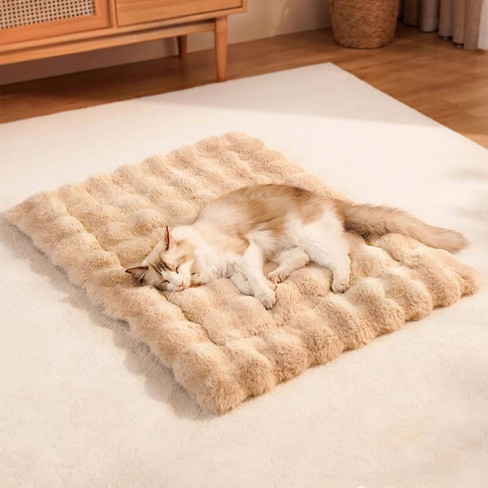Tappetino per cani e gatti in pelliccia sintetica ultra morbida a forma di onda con cuscino per animali domestici