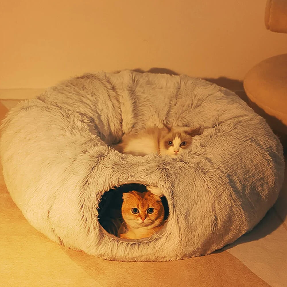 Letto per gatti tondo morbido pieghevole 2 in 1 per interni