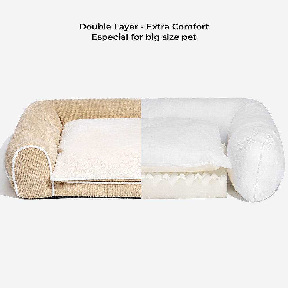 Canapé-lit orthopédique pour chien à double couche en flanelle de luxe