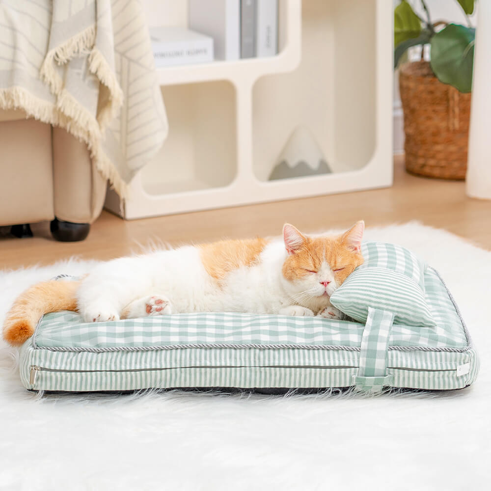 Cuccia lavabile per cani e gatti con motivo a quadretti alla moda e cuscino