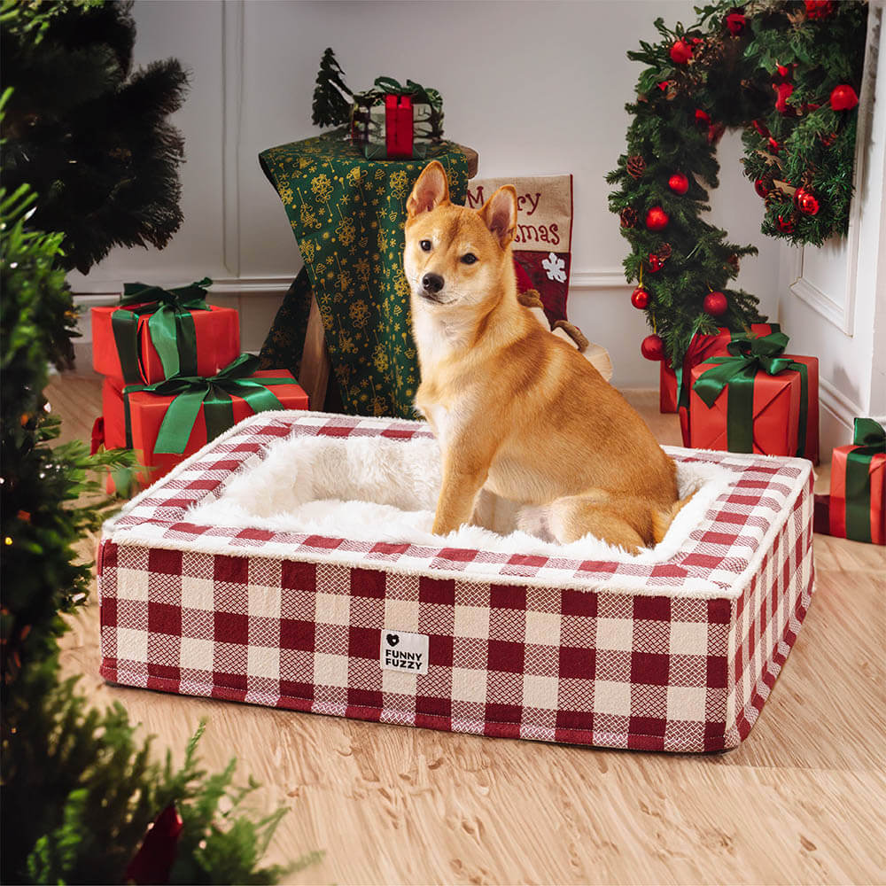 Letto Calmo Antianxiety Per Cani In Tartan Classico Festivo