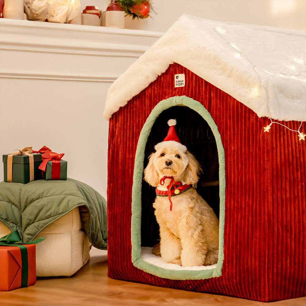 Maison de neige en pain d'épice, tente pour animaux de compagnie, grande maison détachable pour chien