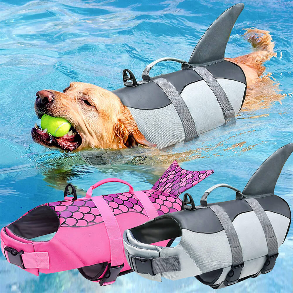 Giubbotto di salvataggio per cani in stile sirena e squalo con vestibilità sicura